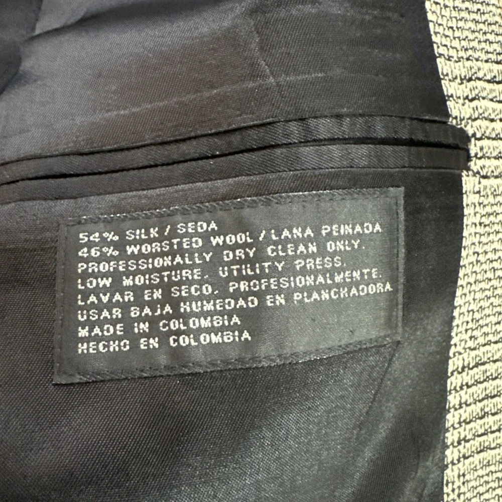 Stafford Sz 42R Silk Wool Gray Black Glen Plaid‎ Blazer Sport Suit Jacket